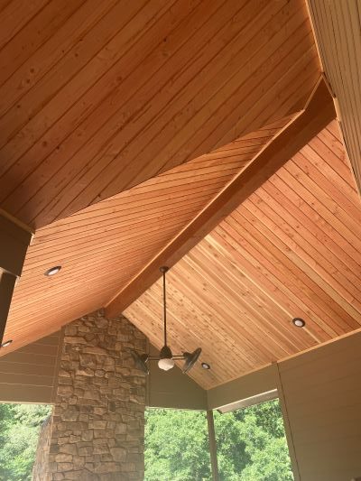 Upchurch Builders Custom Home tongue and groove ceiling Eads, TN